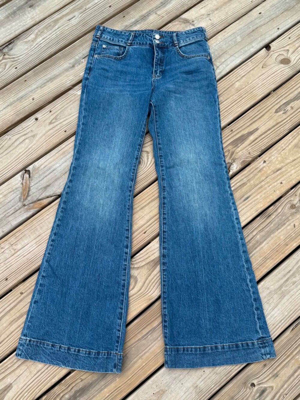 Pilcro Flare Jeans 28 Blue High Rise Boho Y2K Retro Wide Leg 3408